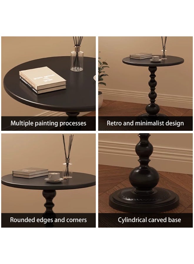 شويوين طاولة جانبية دائرية بتصميم كلاسيكي، مقاس 16.54 بوصة × 20.47 بوصة، طاولة جانبية عتيقة بقاعدة مانعة للانزلاق، طاولة جانبية مقاومة للبقع لغرفة المعيشة أو غرفة النوم أو الشرفة - Image 5